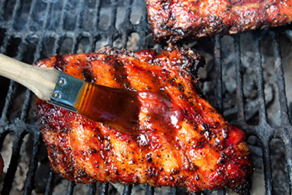 Half Rack of Pork Baby Back Ribs on a Grill