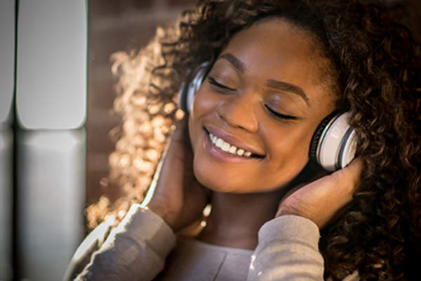 Woman listening to music.