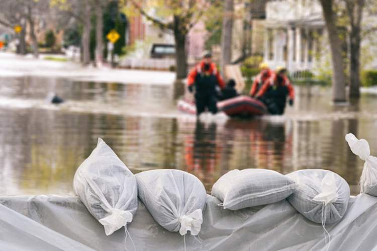 Emergency works helping people leave their flooded homes.