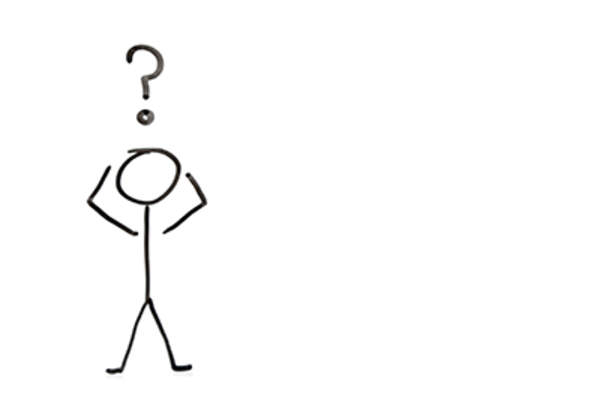 Stick figure with questions.