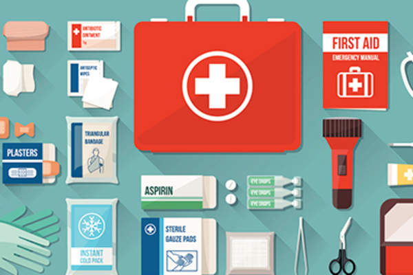 First aid kit supplies.