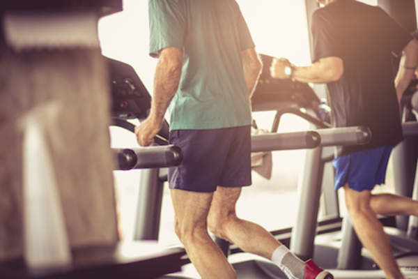 Running on treadmill at gym