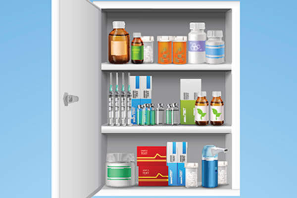 Medicine in cabinet.