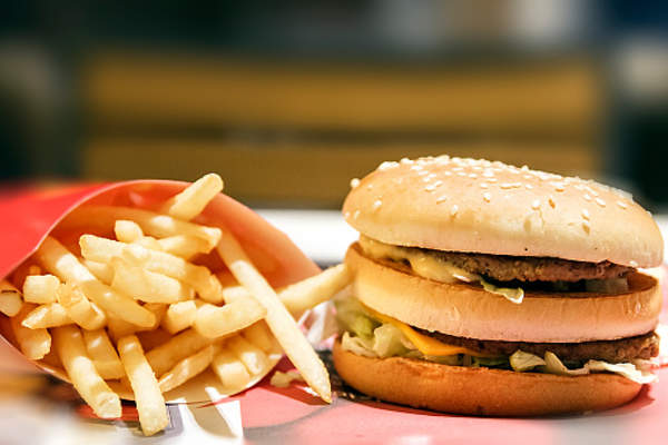 Hamburger and french fries
