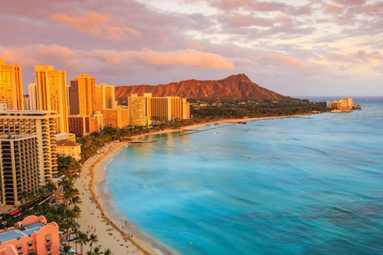 Honolulu, Hawaii over head beach photo