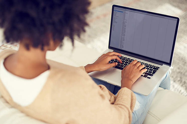 Woman using a laptop