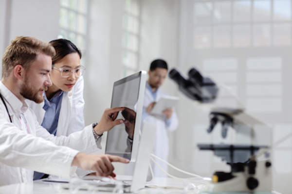 Clinical trial concept doctors doing research.