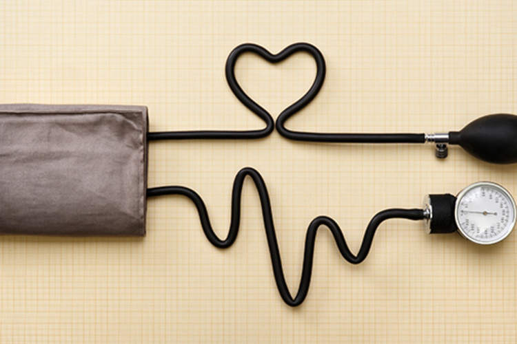 A heart and heartbeat done with a sphygmomanometer.