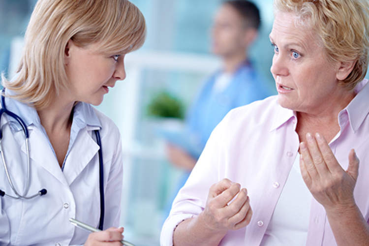 Patient disagreeing with her doctor.
