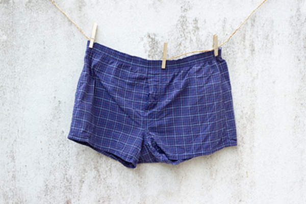 Boxers hanging on clothesline.