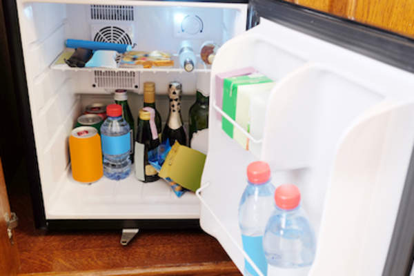 Open mini fridge.