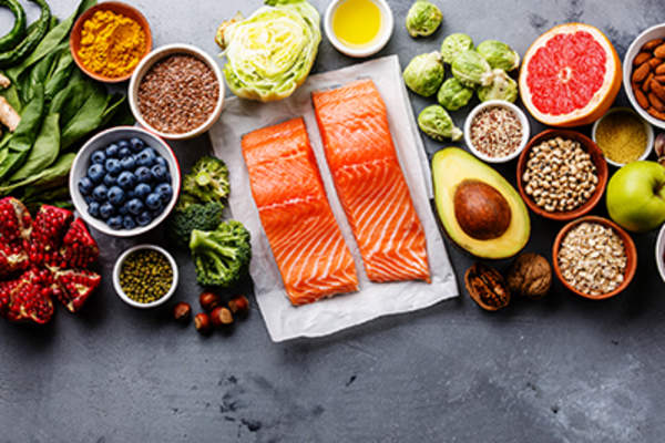 Selection of healthy foods.