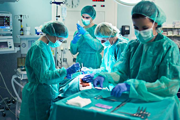 Surgeons in an operating room