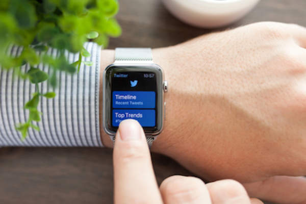 Checking Twitter on iWatch.