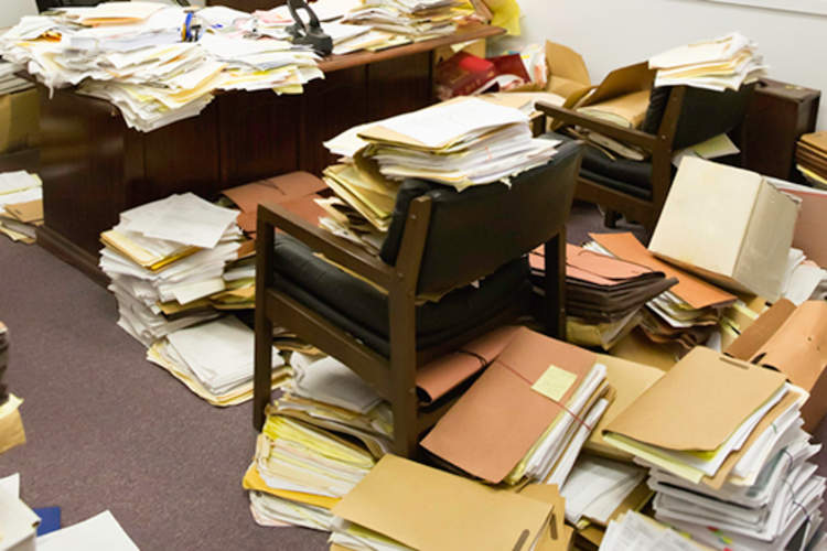 Hoarding clutter and paperwork.