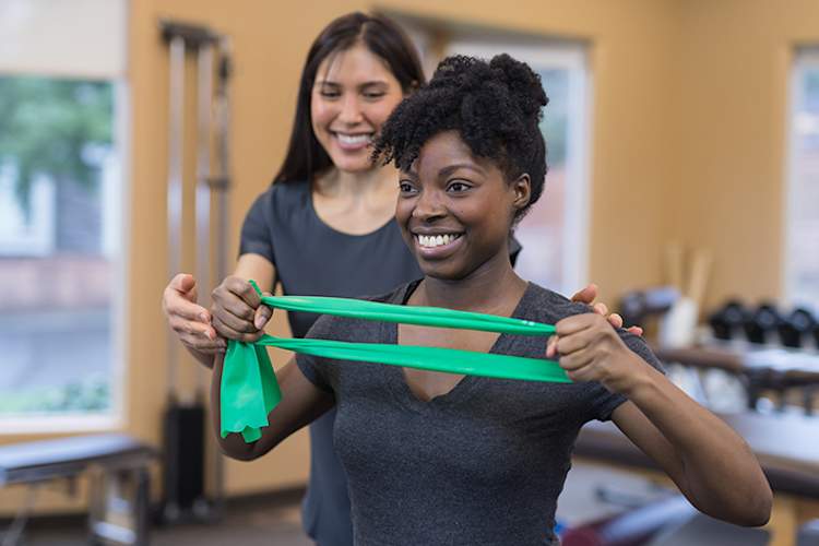 Woman in physical therapy.