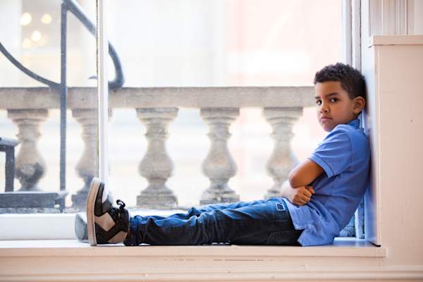 Mad child in time out.