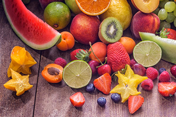 Various fruits.