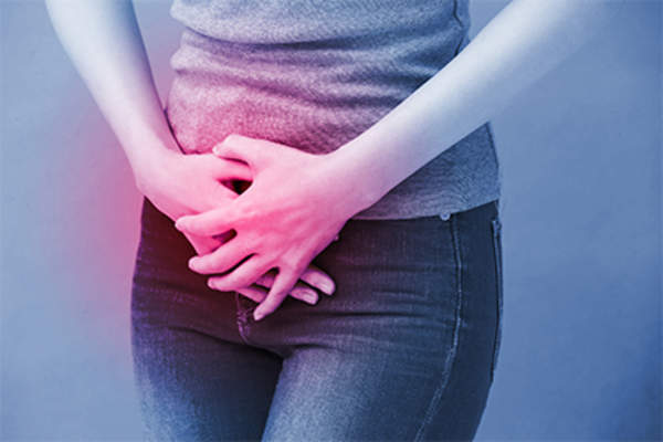 Woman having problems with her period.