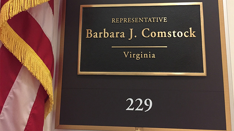 Sign for office of Barbara J. Comstock, Virginia Representative