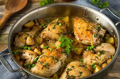 Homemade chicken vesuvio.