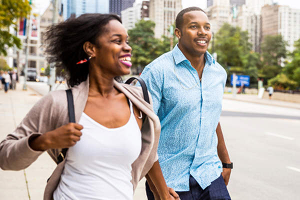 happy couple in the city image
