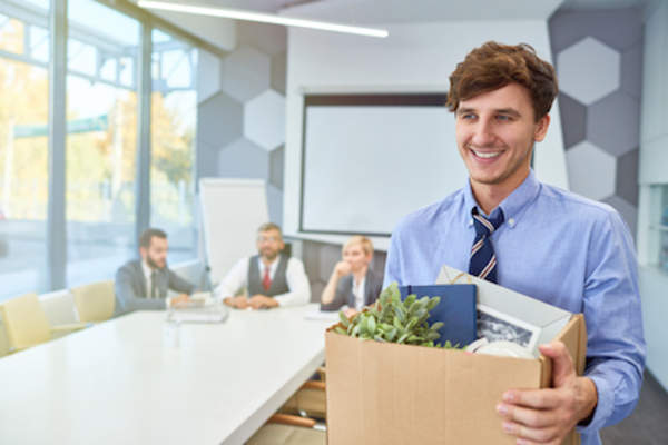 Quit job smiling on way out