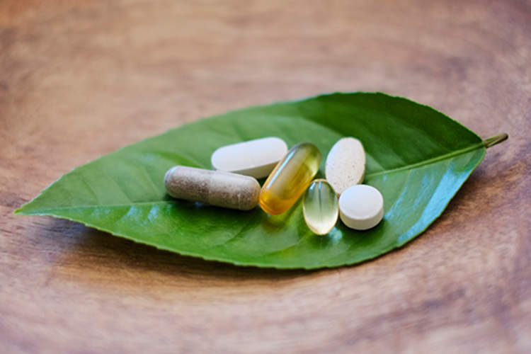 Various supplements on a leaf.