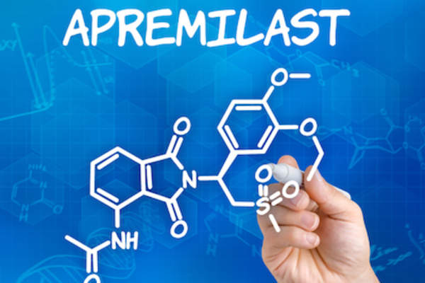 Apremilast molecula being drawn.
