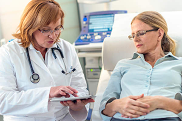 Doctor explaining test results to a patient.