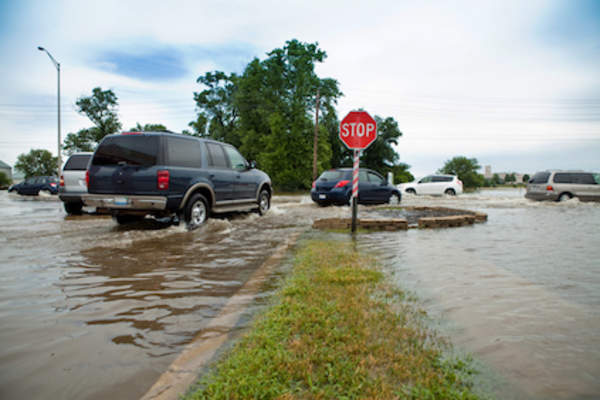 Driving around as flooding recedes.