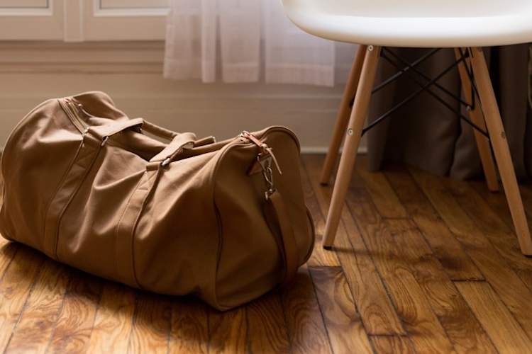 Leather duffel bag
