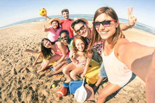 Positive happy spring breakers.