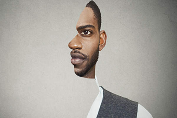 Cutout portrait image of young black man.