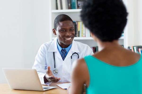 Talking to doctor.