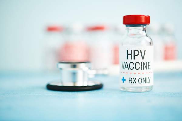 focus on HPV vaccine vial