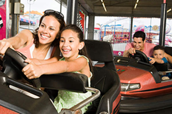 family on bumper cars image