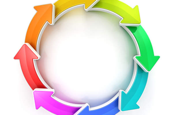 Colorful circle of arrows cycle.
