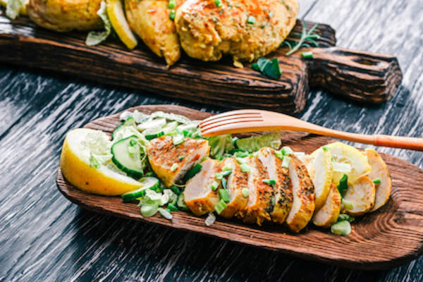 Baked chicken breast.