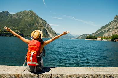 Woman traveling on islands image.