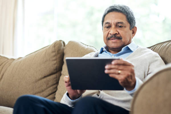 Man reviewing preoperative course before heart surgery.