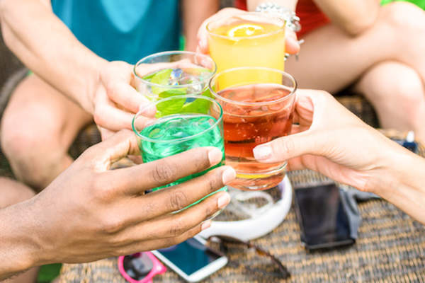 Cheers with mocktails.