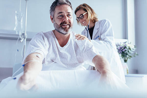Man responding well to adjuvant therapy.