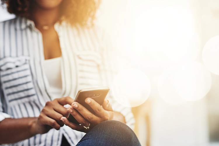 Woman on her iPhone