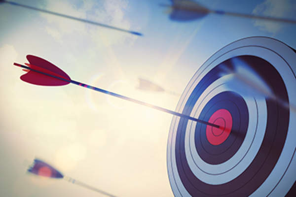 Arrow hitting a bullseye.