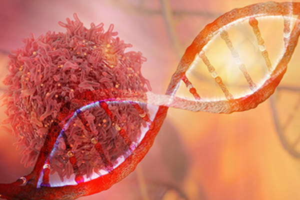 Tumor and a strand of DNA.