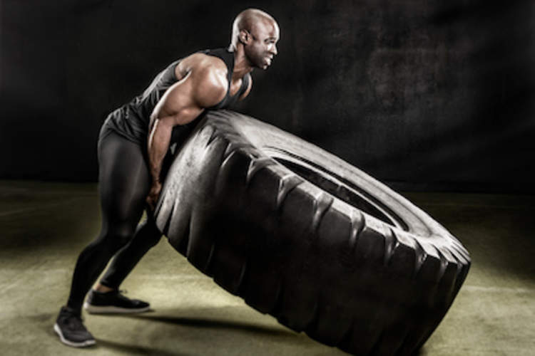 Athlete training hard
