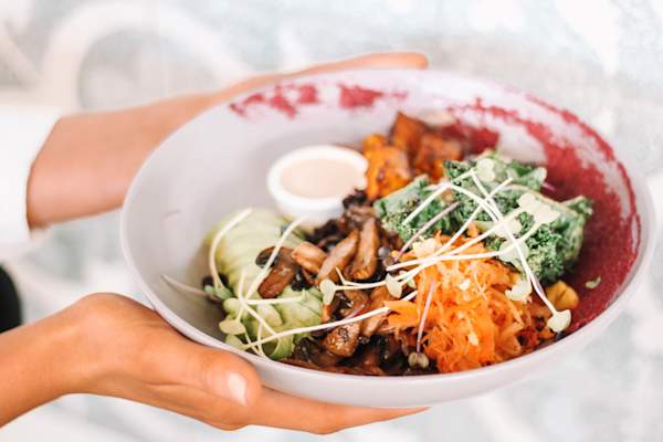 hands holding healthy food