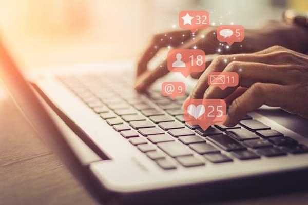 Using social media concept.