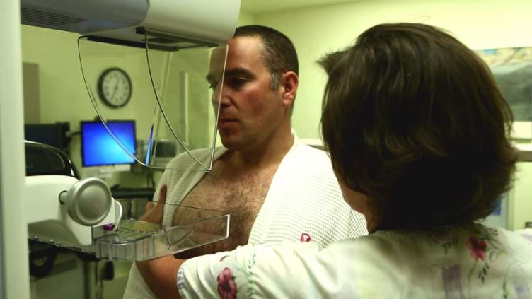 Alan starting a mammogram.